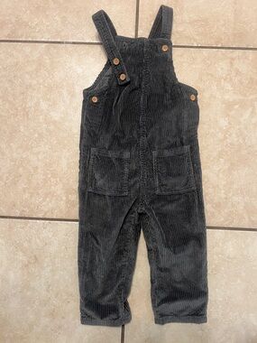 Kids Corduroy Overalls in Dark Gray - Classic Casual